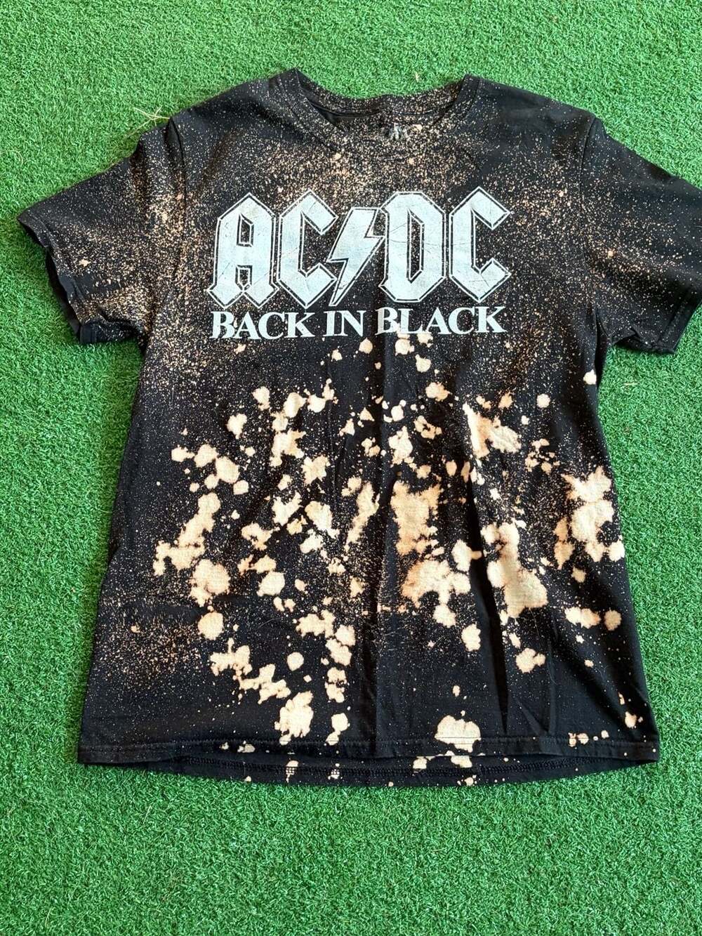 AC/DC Back In Black Acid Washed Graphic T-Shirt